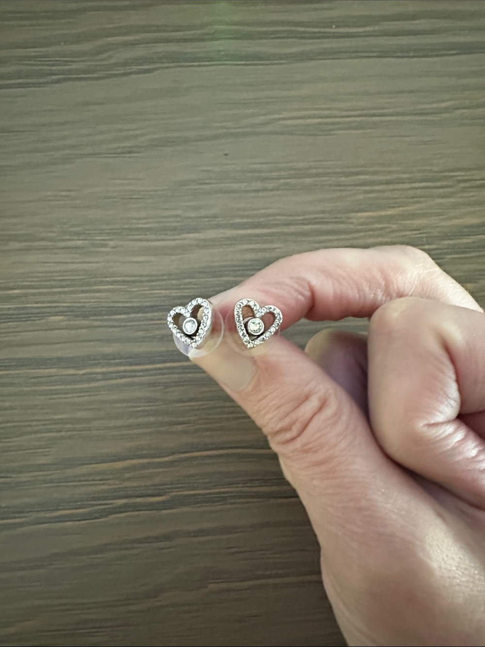 Brighton Silver Heart Crystal Stud Earrings